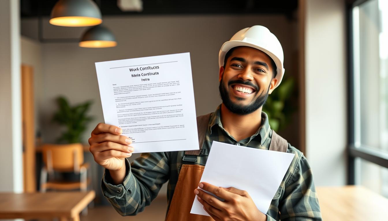 Trabajador extranjero celebrando la firma de un nuevo contrato laboral en España