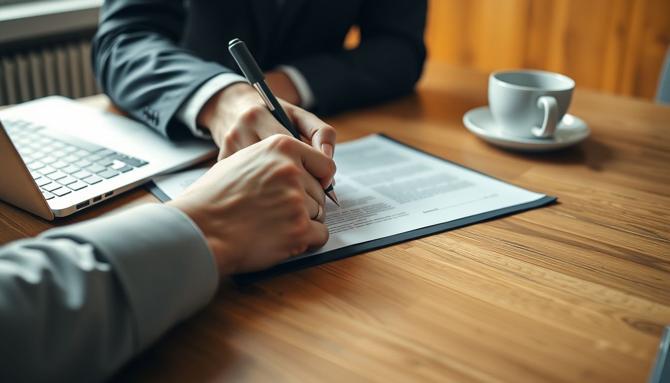 Firma de un contrato laboral en un despacho en España