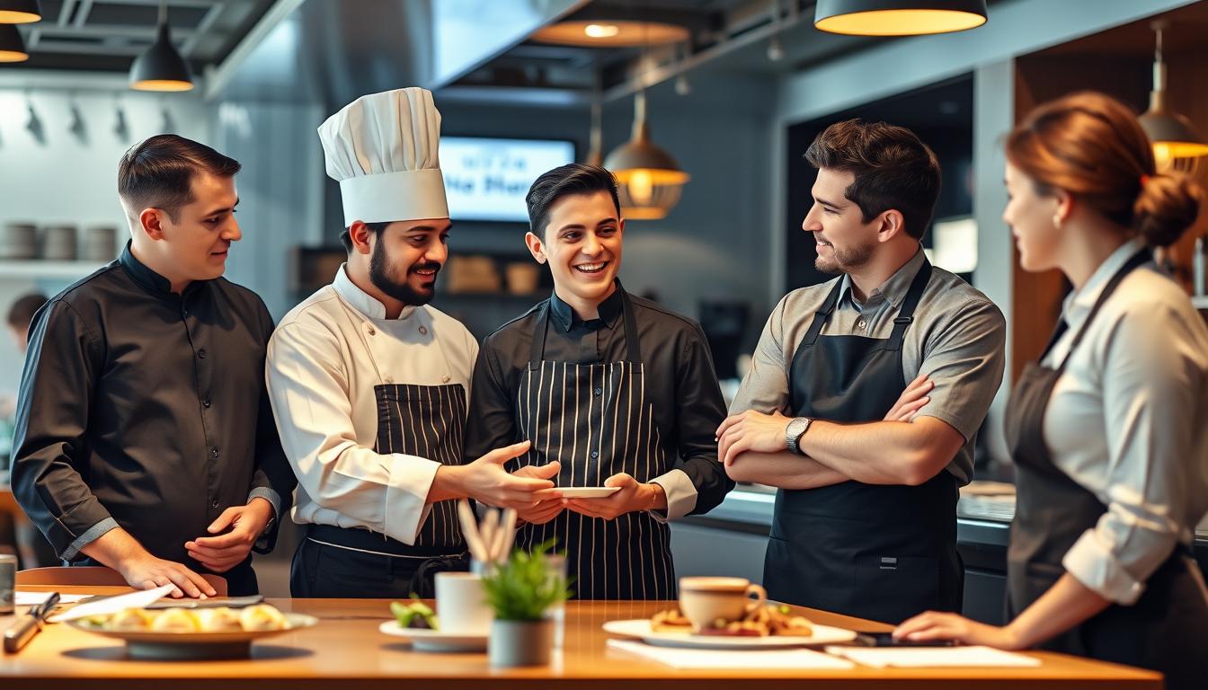 Trabajadores de hostelería formándose en España