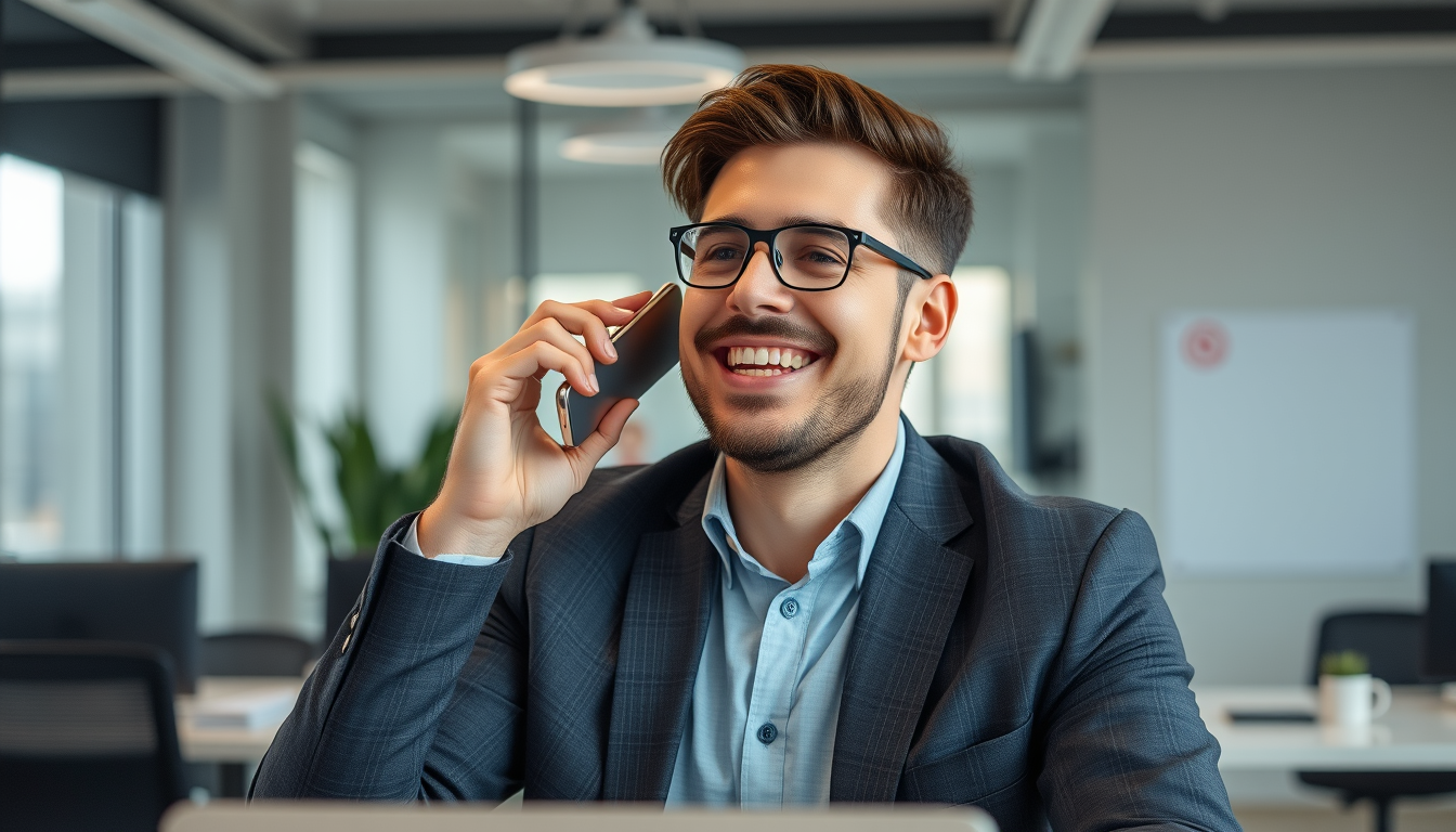 Persona recibiendo buenas noticias sobre un empleo en España