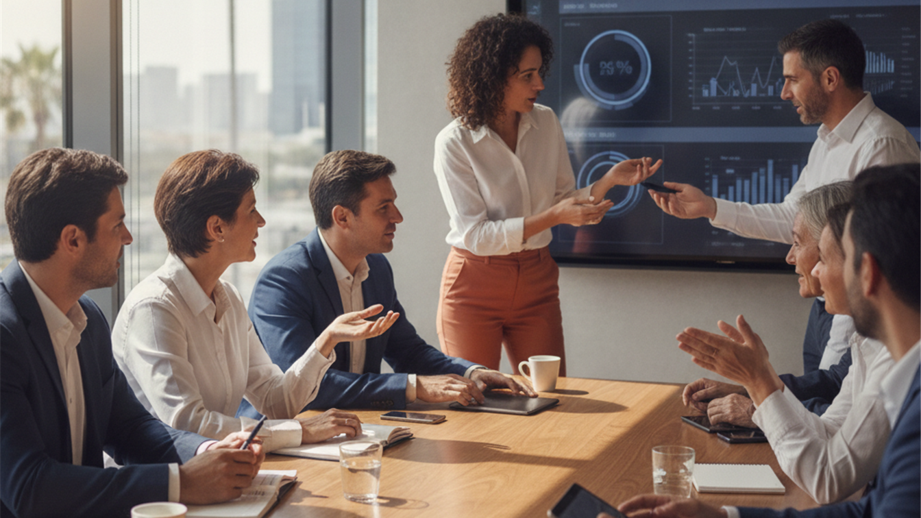 Profesionales trabajando en equipo en una oficina moderna en España