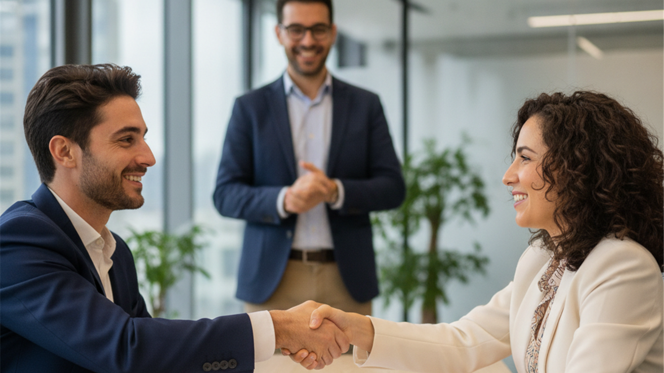 Firma de contrato de trabajo en oficina en España