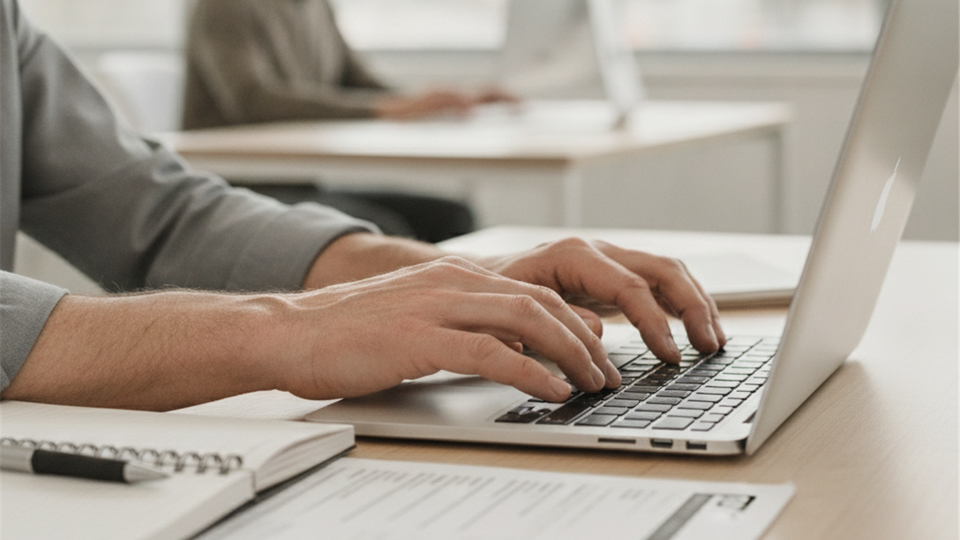 Persona preparando su CV y documentos de búsqueda de empleo