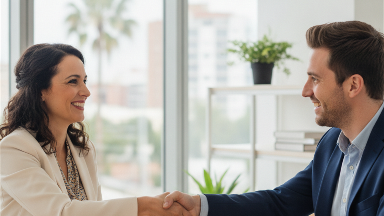 Entrevista de trabajo en oficina moderna en España