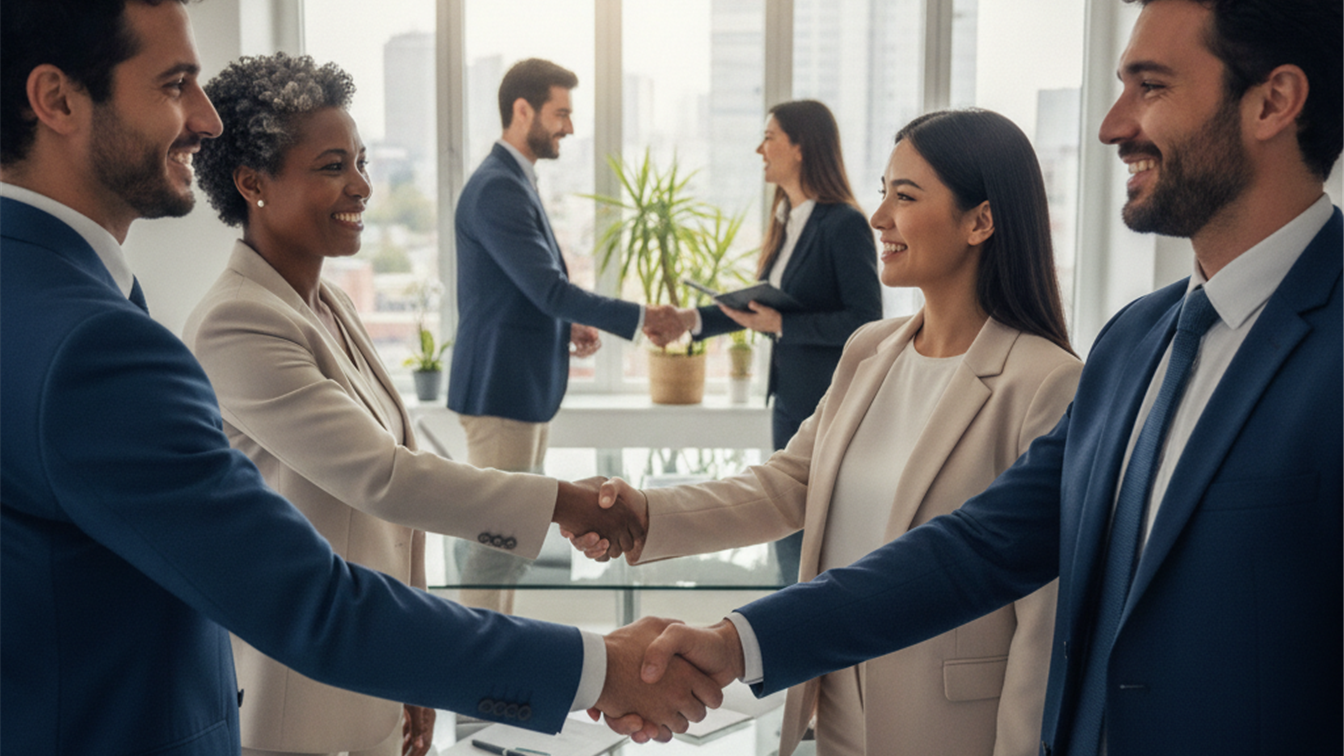 Profesionales trabajando en equipo en una oficina en España