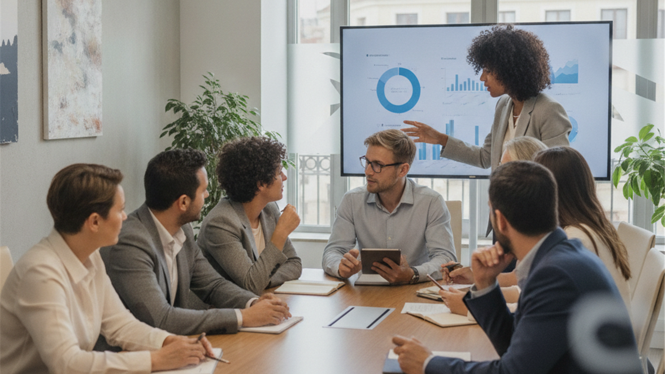 Profesionales trabajando en equipo en una empresa española