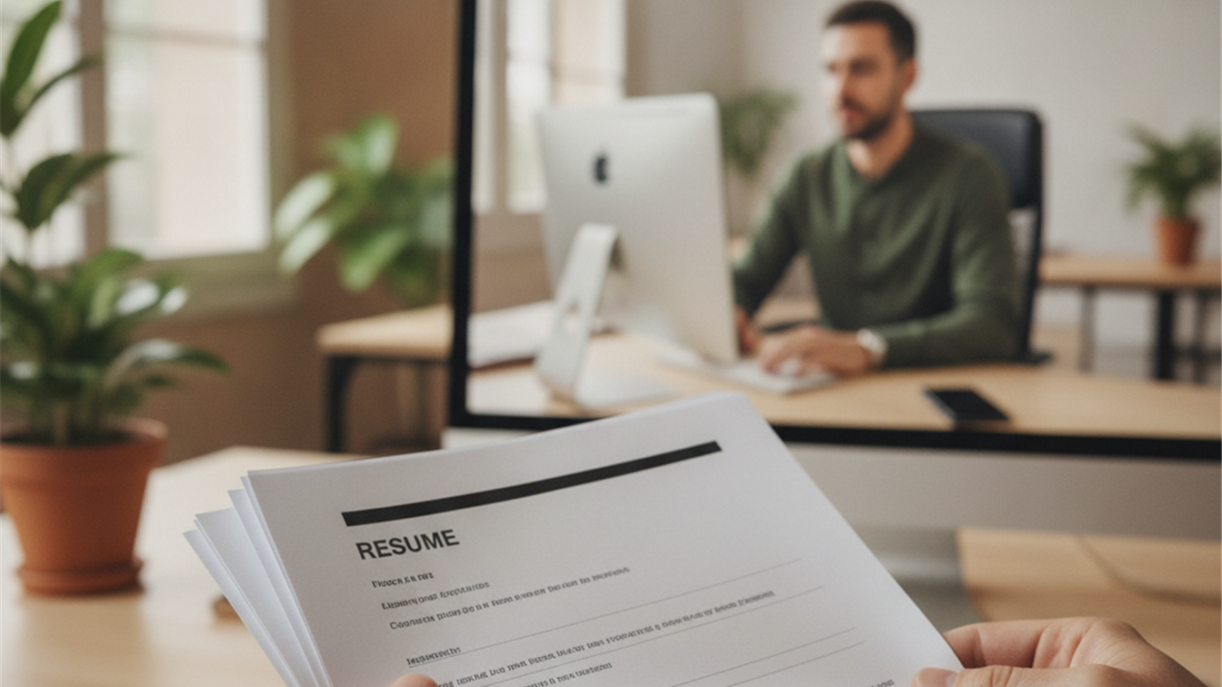 Persona revisando documentos de candidatura a un empleo