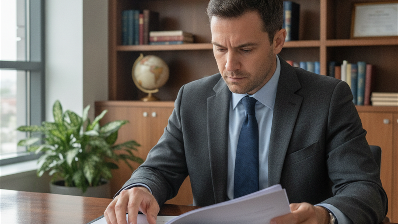Trabajador leyendo convenio colectivo en oficina en Espa&ntilde;a 2026