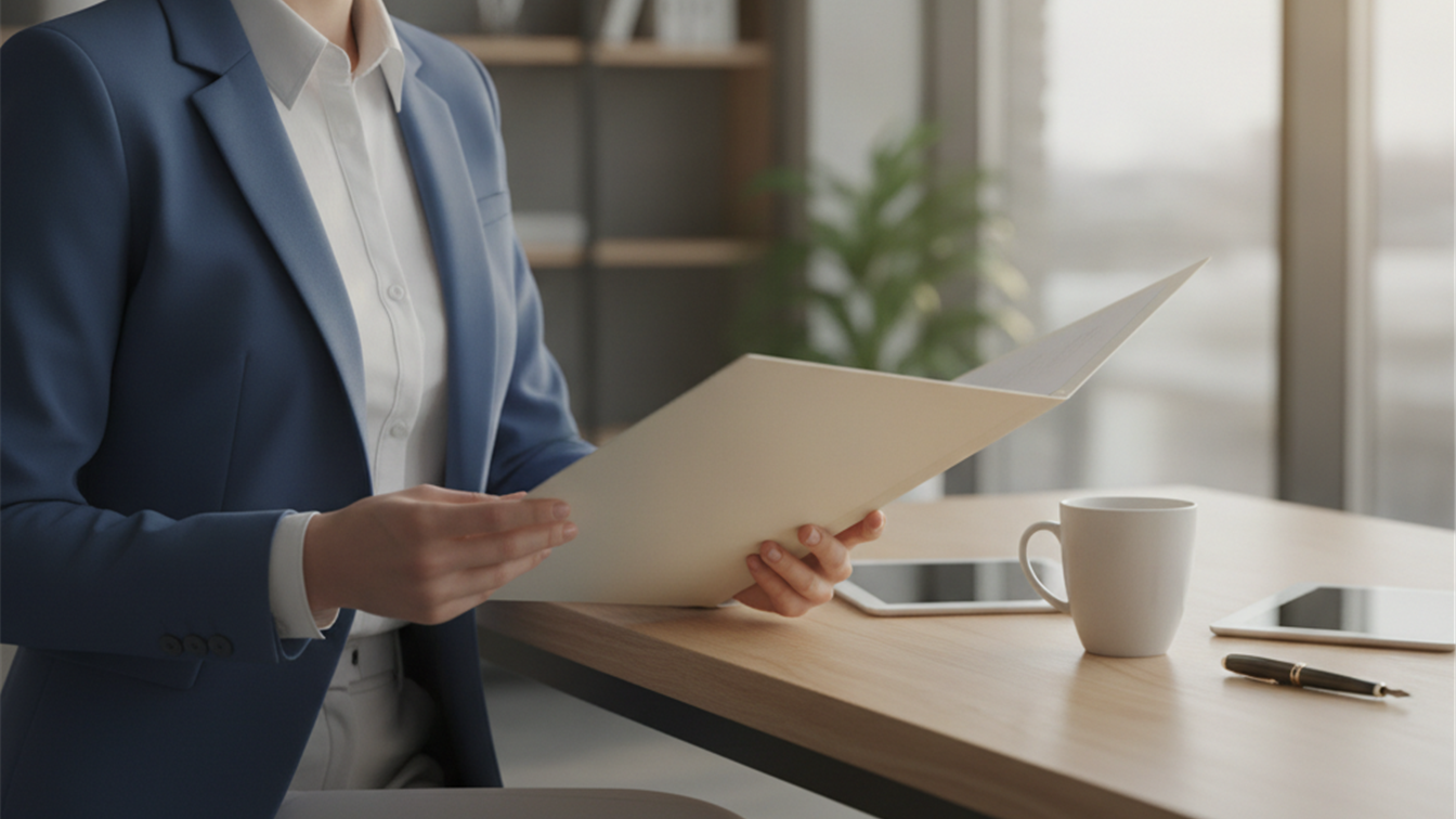 Persona revisando documentos de solicitud de empleo en hostelería