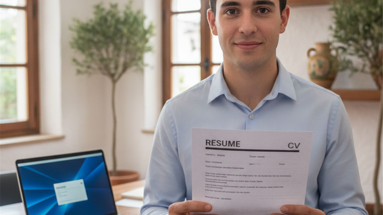 Joven con CV en mano en busca de empleo en España