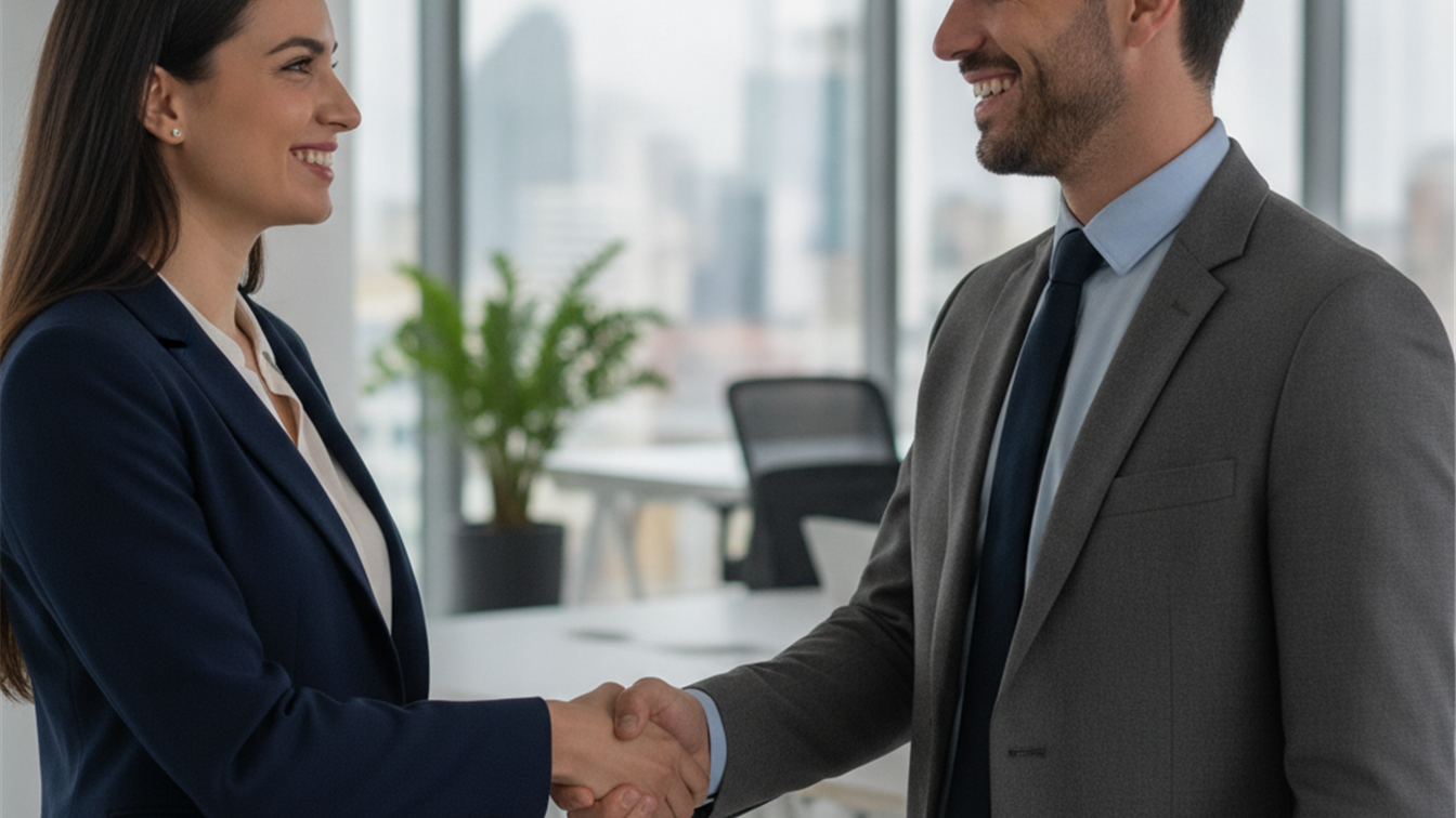 Entrevista de trabajo profesional en oficina moderna en España