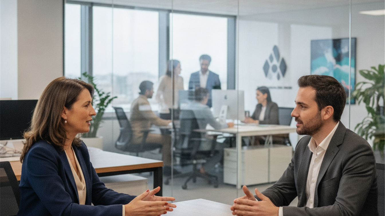 Entrevista de trabajo en empresa española moderna
