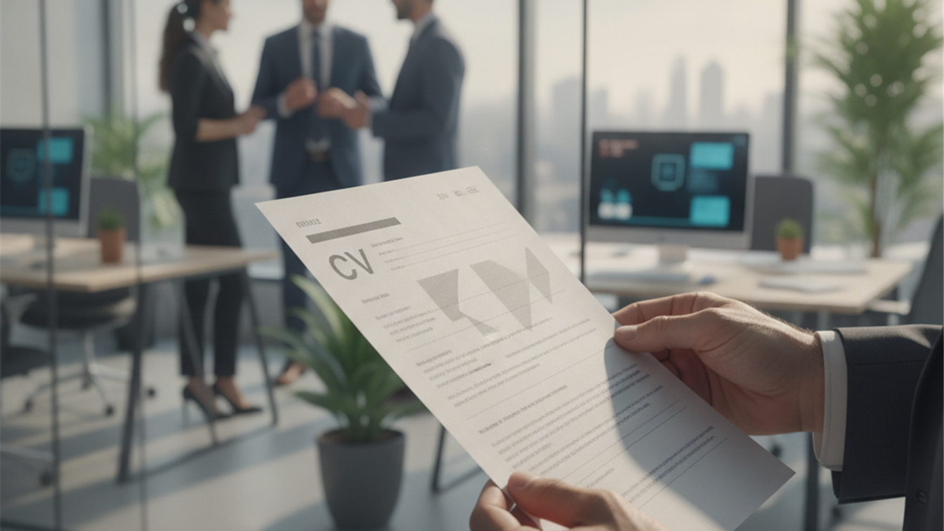 Persona revisando CV en oficina profesional España 2026