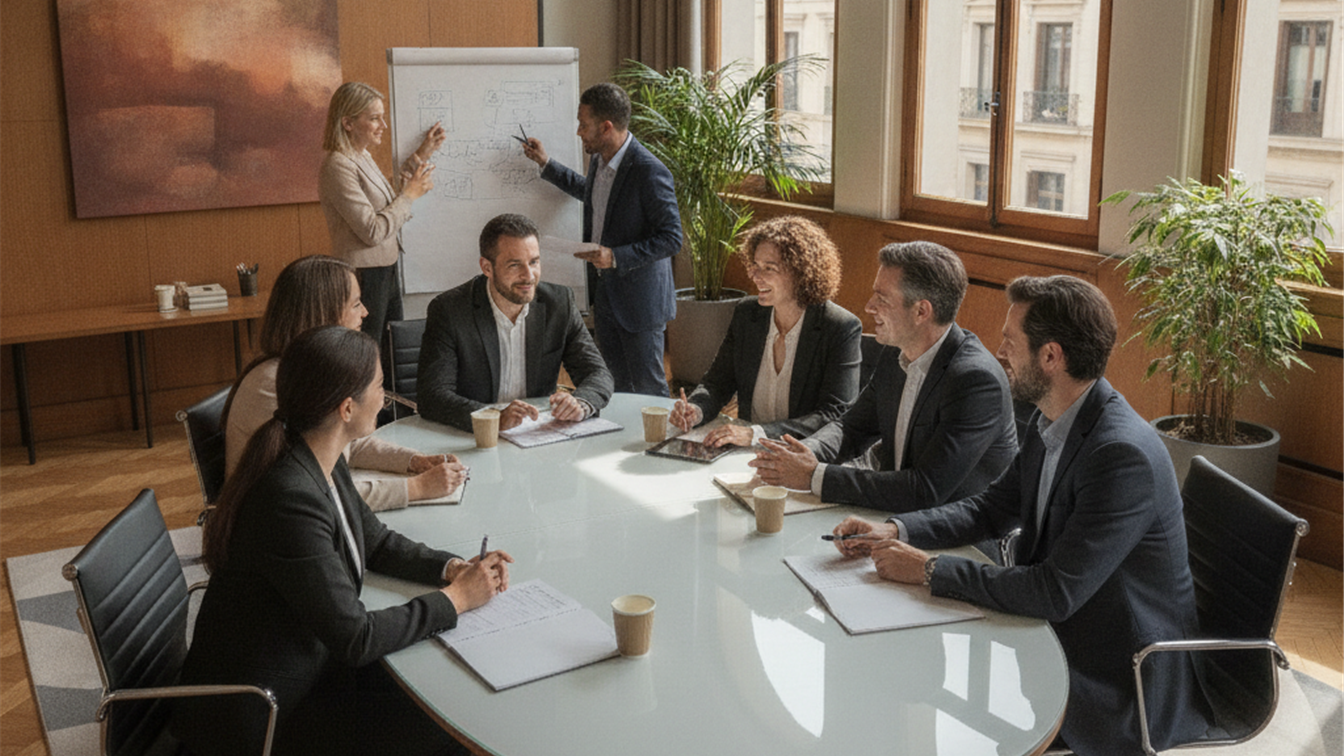 Profesionales en entrevista de trabajo en empresa española